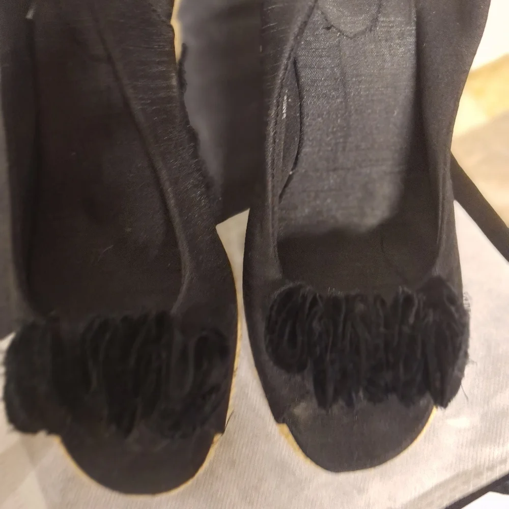 Dressbarn Black Espadrille Slingback Shoes Size 8